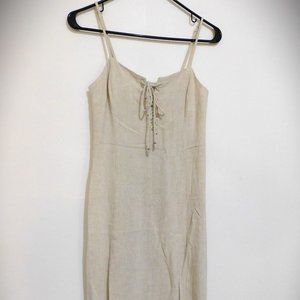 Gentle Fawn Wesley Linen Dress Midi Lace Up Front Beige XS 2-4 NWT